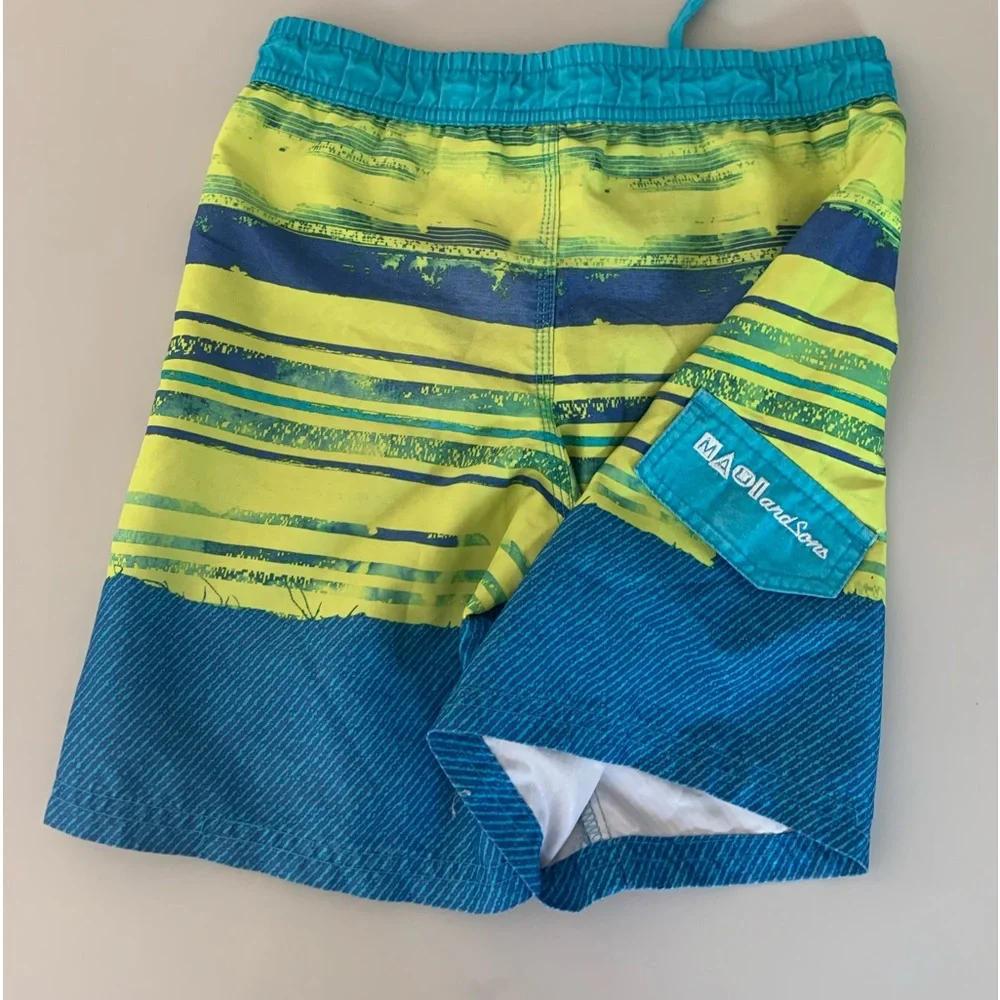 Maui and Sons Neon Yellow and Blue Swim Trunks Sz 6 Boys- Make Offer❣️ - Picture 9 of 12